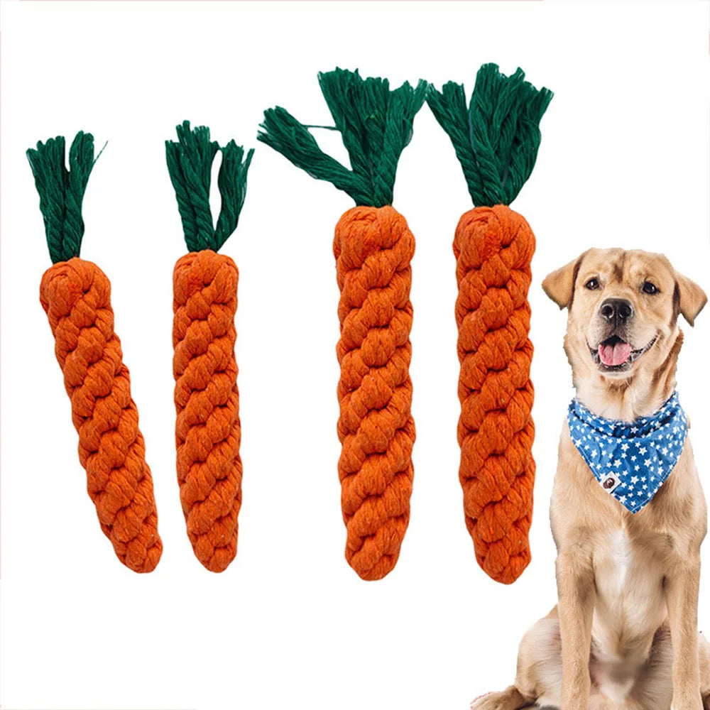 Carrot Dog Chew Rope – Durable Cotton Toy