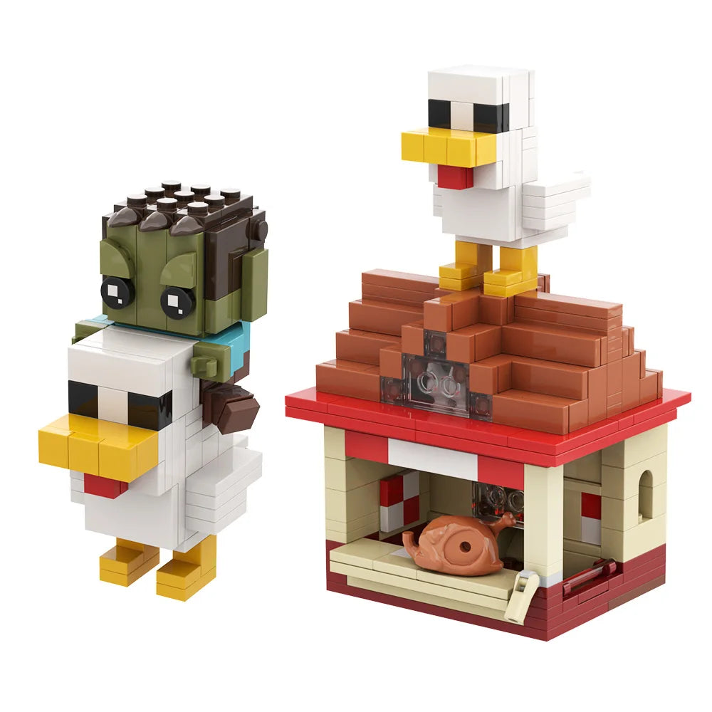 Minecraft-Inspired Building Blocks – Lava Chicken Attack Set