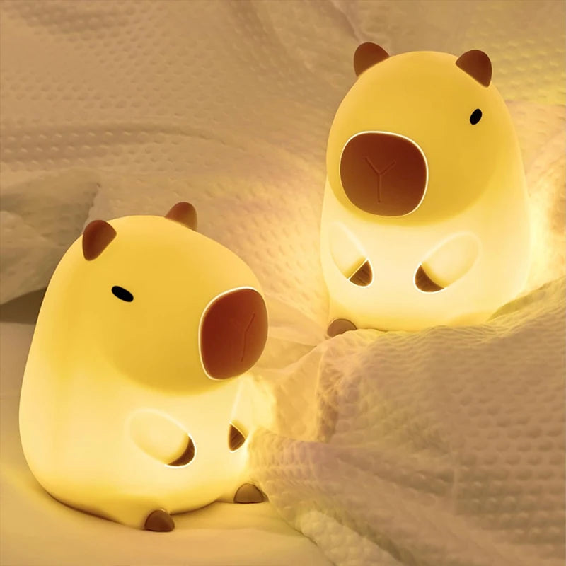 Cute Capybara Silicone Night Light – Touch & USB Rechargeable Lamp