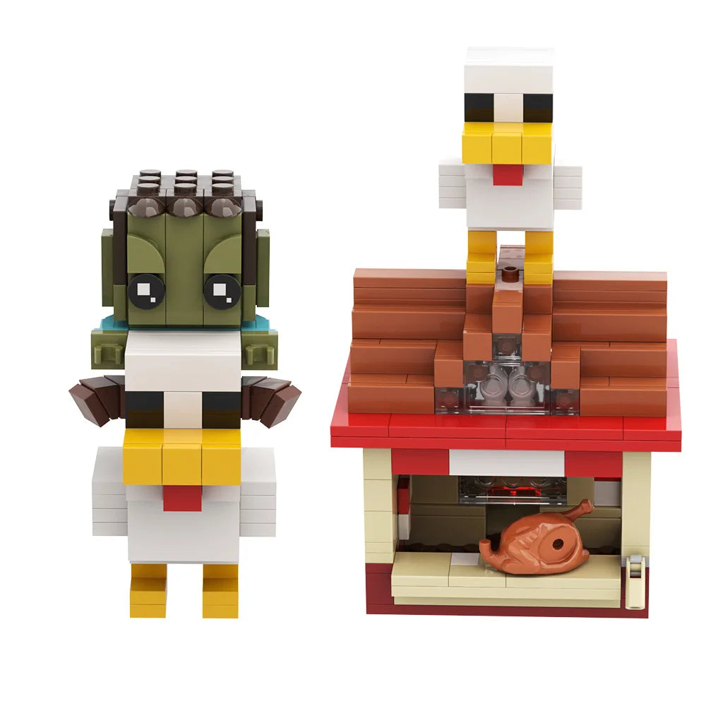 Minecraft-Inspired Building Blocks – Lava Chicken Attack Set