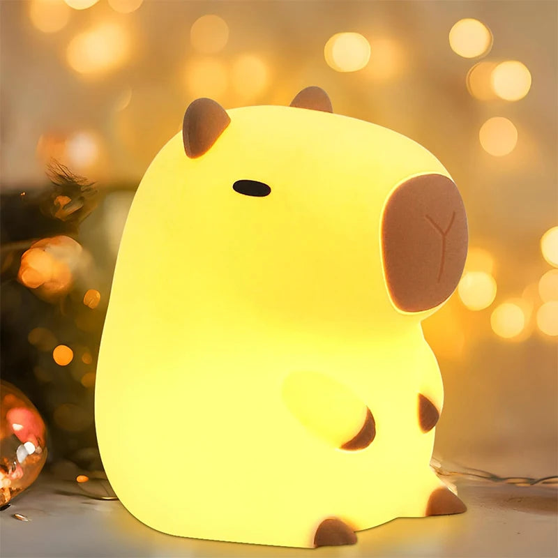 Cute Capybara Silicone Night Light – Touch & USB Rechargeable Lamp