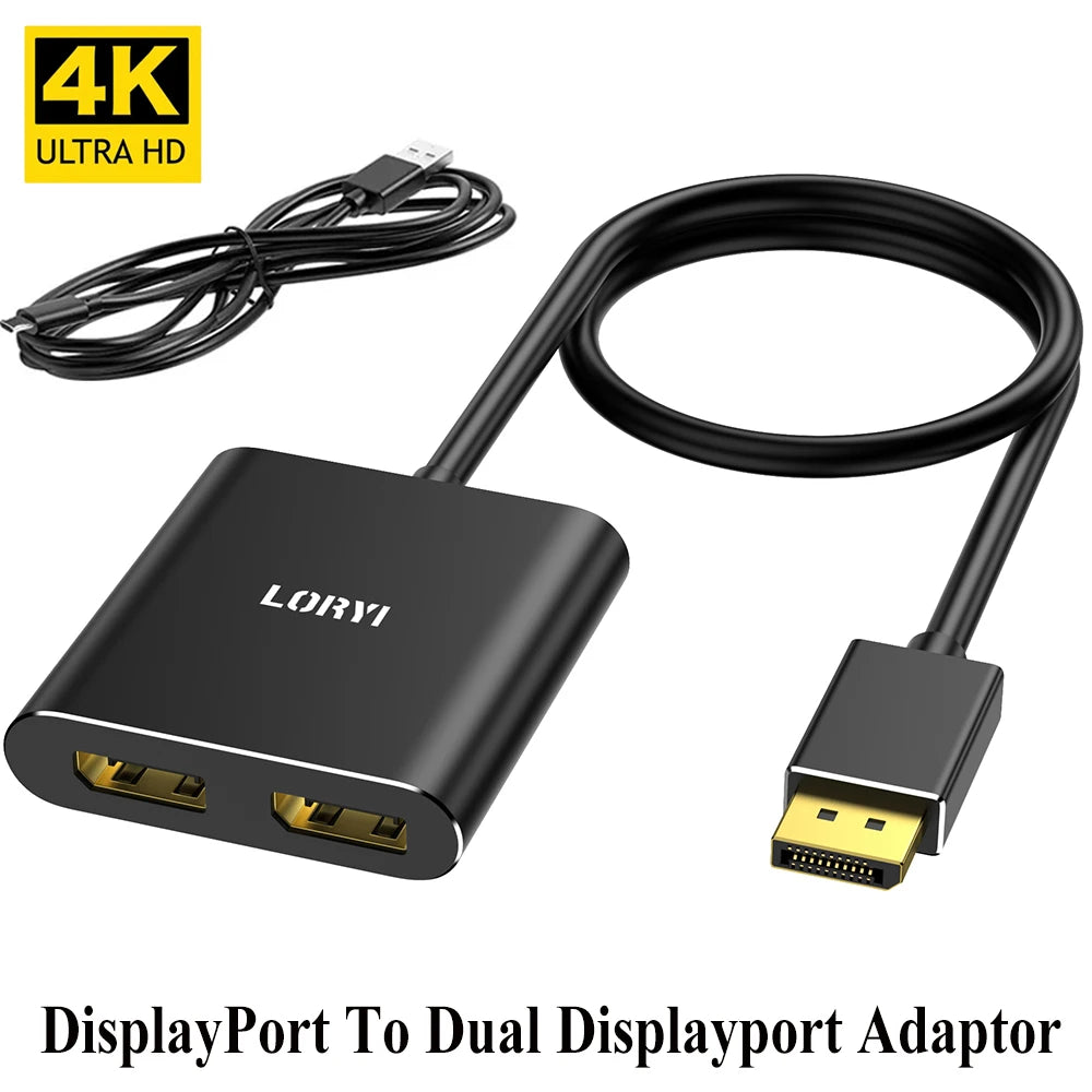 DisplayPort to Dual DisplayPort Splitter – 4K 60Hz MST Hub