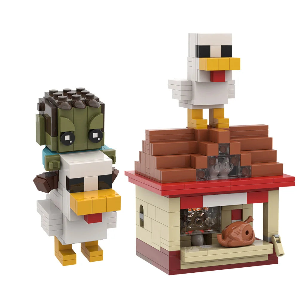 Minecraft-Inspired Building Blocks – Lava Chicken Attack Set