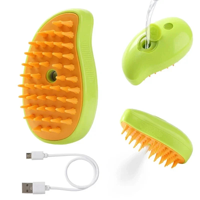 3-in-1 Steam Pet Grooming Brush – Massage & Hair Removal