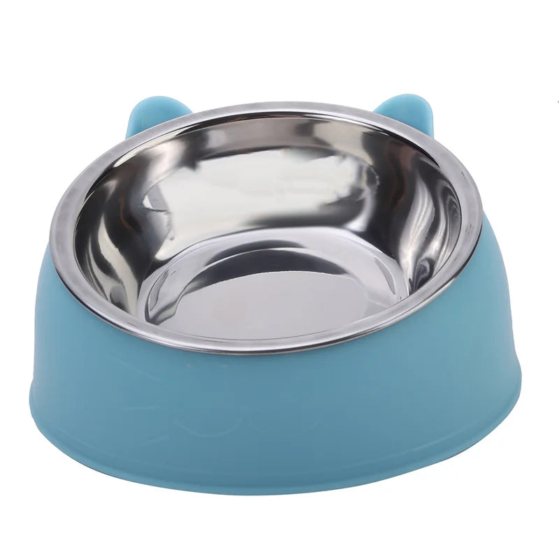 Inclined Stainless Steel Cat & Dog Bowl – Creative Feeding Dish