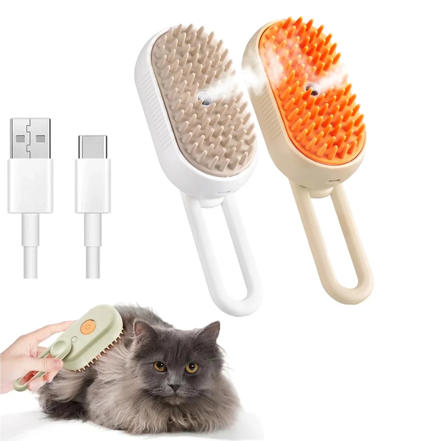 3-in-1 Steam Pet Grooming Brush – Massage & Hair Removal