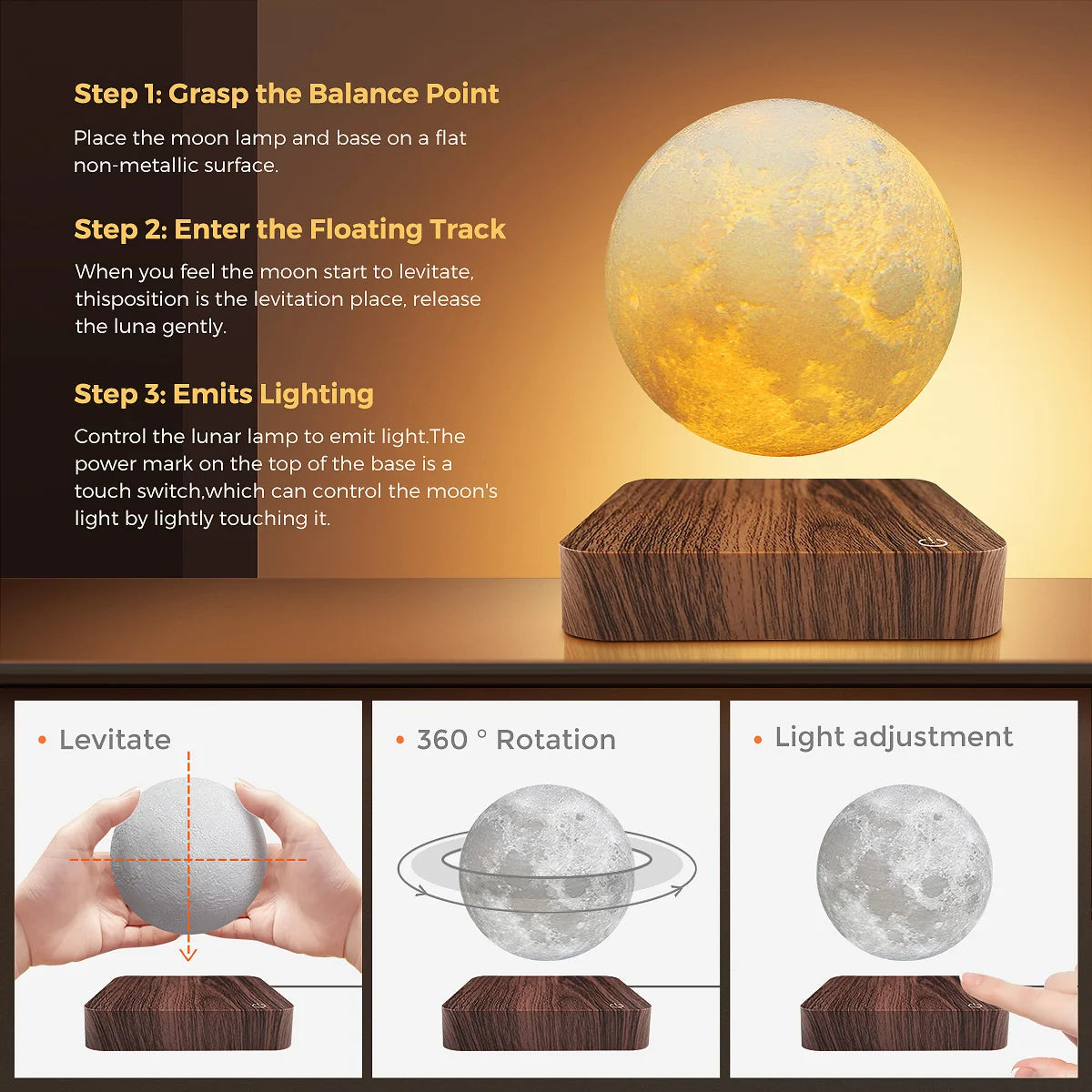 LunaFloat Magnetic Moon Lamp
