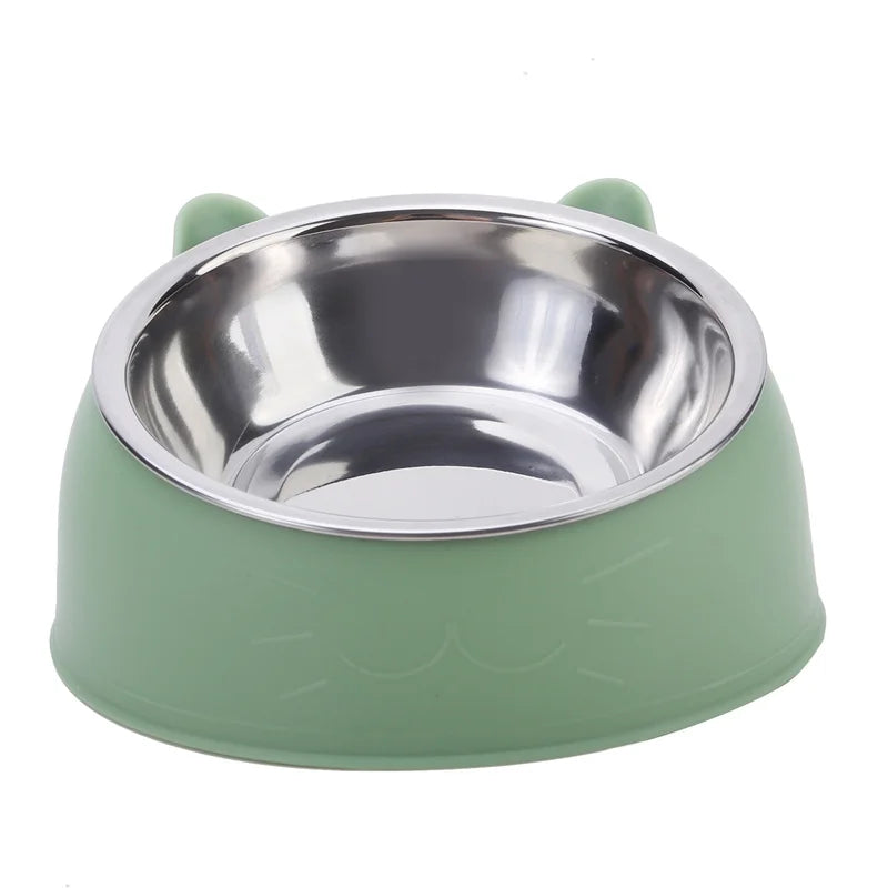 Inclined Stainless Steel Cat & Dog Bowl – Creative Feeding Dish