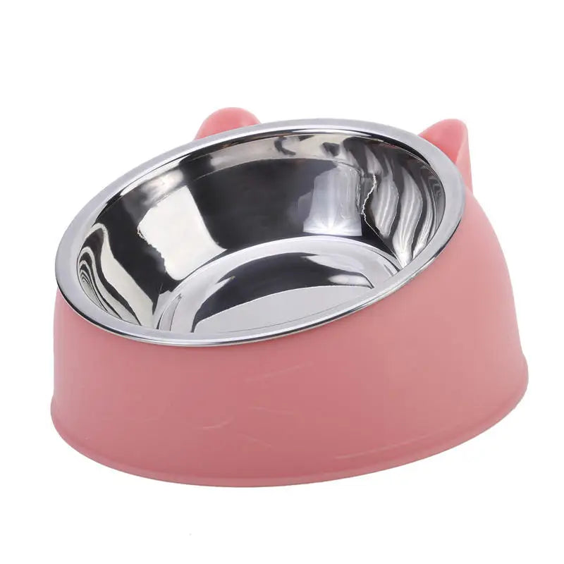Inclined Stainless Steel Cat & Dog Bowl – Creative Feeding Dish