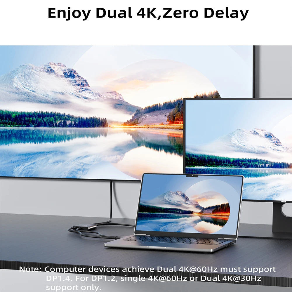 DisplayPort to Dual DisplayPort Splitter – 4K 60Hz MST Hub