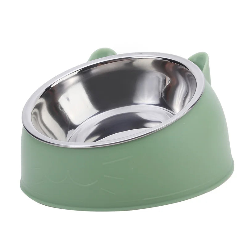 Inclined Stainless Steel Cat & Dog Bowl – Creative Feeding Dish