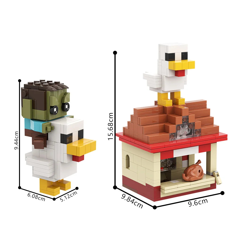 Minecraft-Inspired Building Blocks – Lava Chicken Attack Set