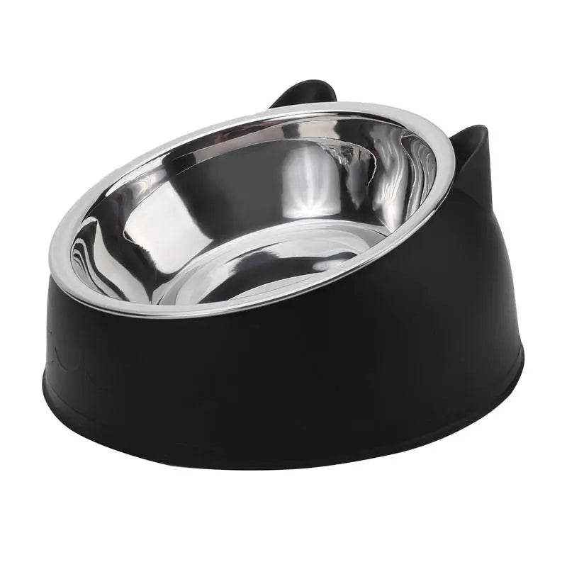 Inclined Stainless Steel Cat & Dog Bowl – Creative Feeding Dish