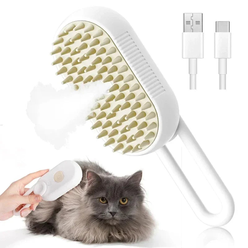 3-in-1 Steam Pet Grooming Brush – Massage & Hair Removal
