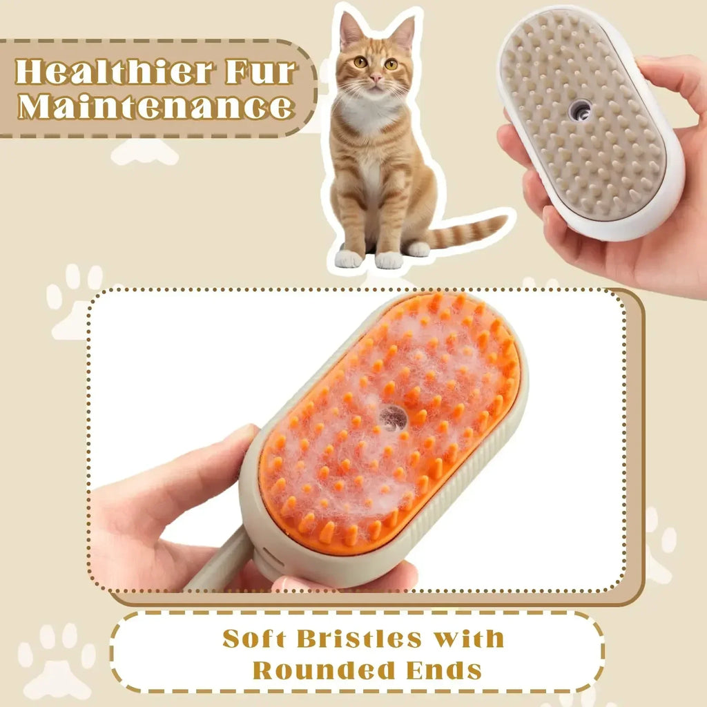 3-in-1 Steam Pet Grooming Brush – Massage & Hair Removal