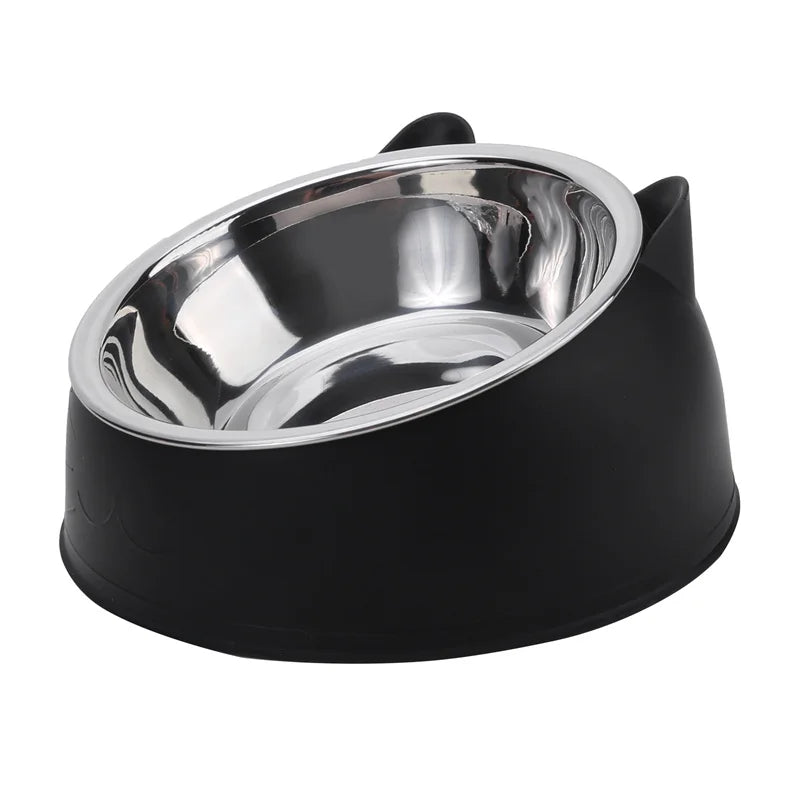 Inclined Stainless Steel Cat & Dog Bowl – Creative Feeding Dish