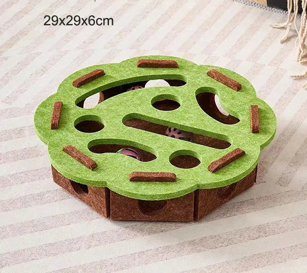 Cat Puzzle Maze Toy – Interactive Felt Box with Bell Ball