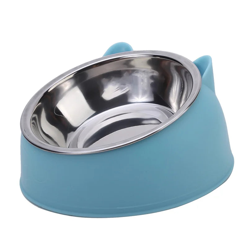 Inclined Stainless Steel Cat & Dog Bowl – Creative Feeding Dish