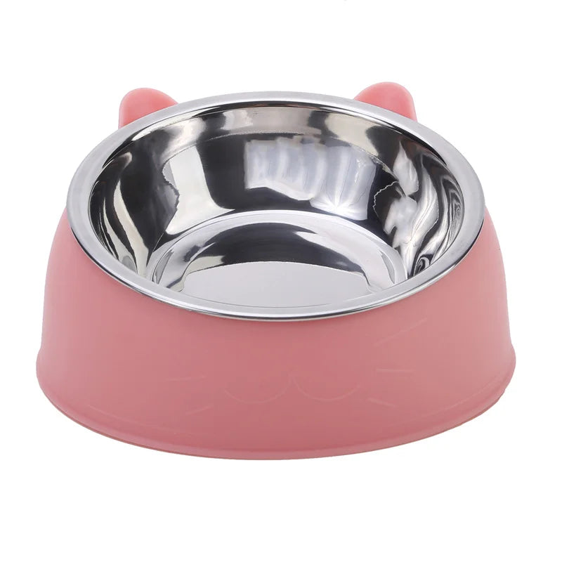 Inclined Stainless Steel Cat & Dog Bowl – Creative Feeding Dish