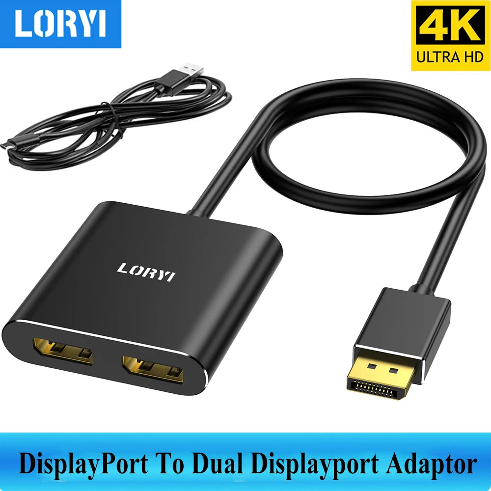 DisplayPort to Dual DisplayPort Splitter – 4K 60Hz MST Hub