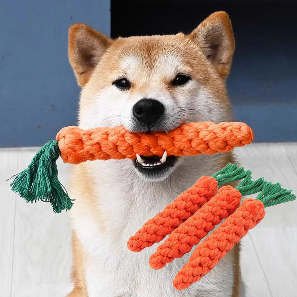 Carrot Dog Chew Rope – Durable Cotton Toy